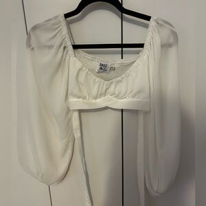 Princess Polly White Long Sleeve Crop Top